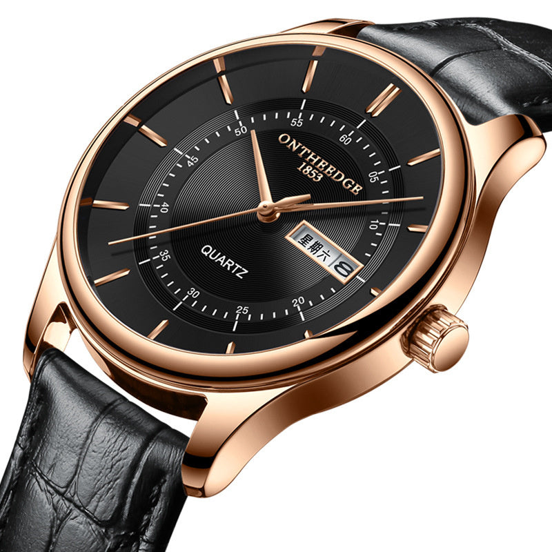 Round Waterproof Belt Quartz Watch