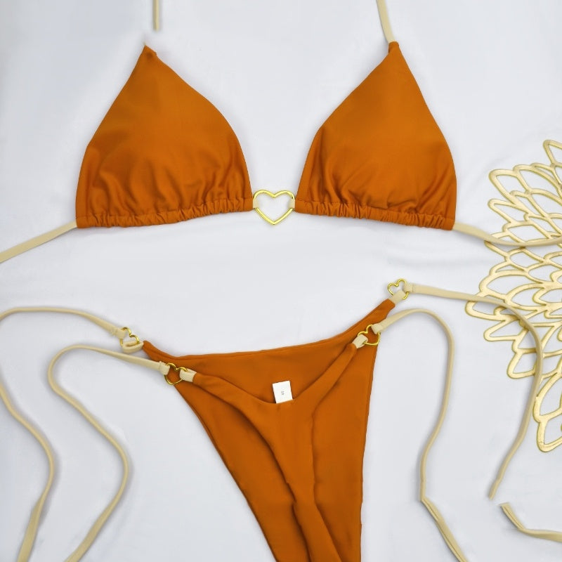 European And American Lace Up Split Swimsuit Set Women's Bikini Swimsuit