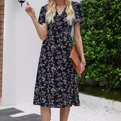 European And American Style Dress Vacation Style Ins Retro Dress Small Floral