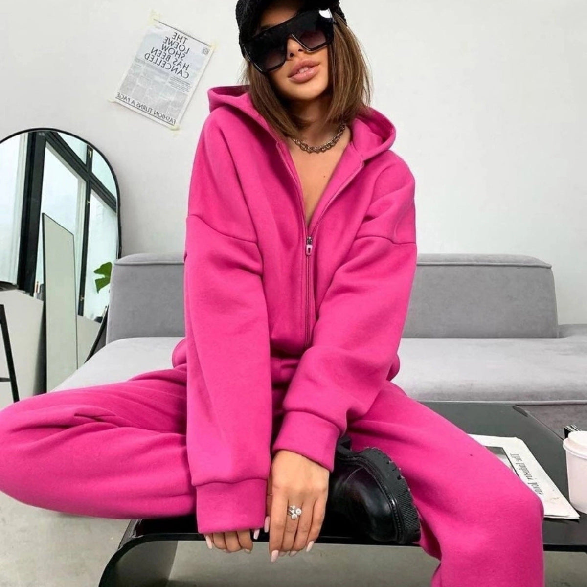 Women's Long-sleeved Casual Hooded Sports Suit Two-piece Suit