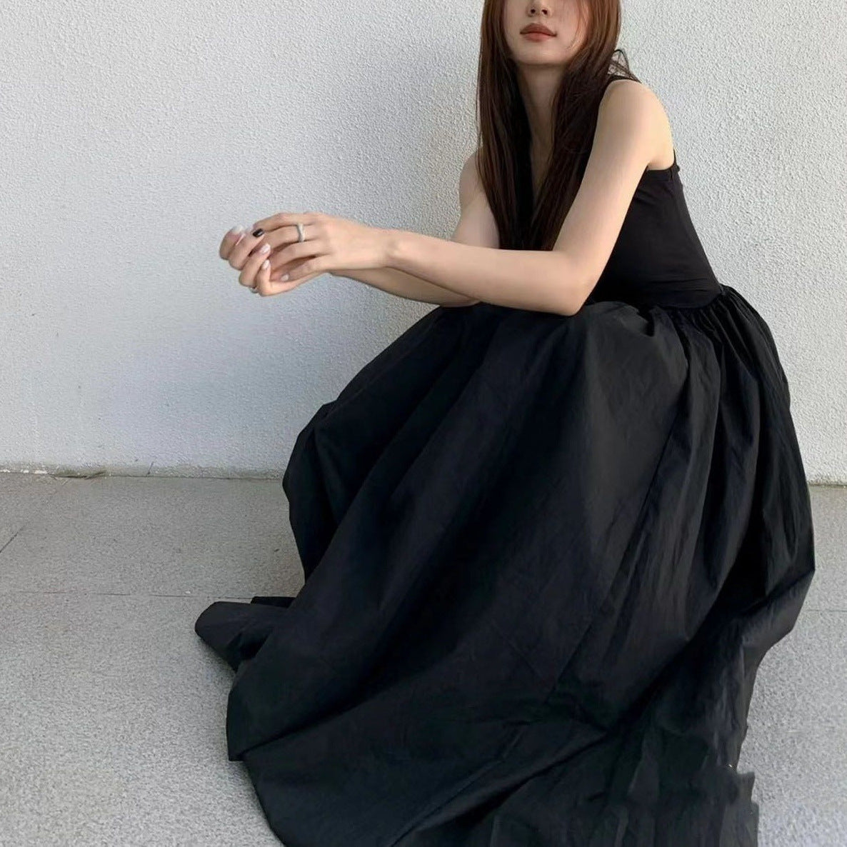 French Style Platycodon Grandiflorum Hepburn Style Little Black Dress Sleeveless Women's