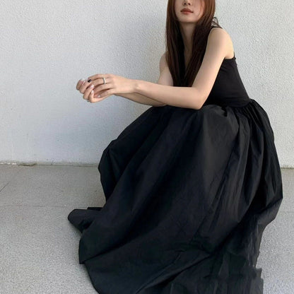 French Style Platycodon Grandiflorum Hepburn Style Little Black Dress Sleeveless Women's