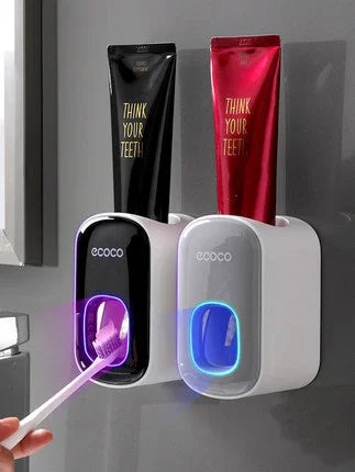 Wall Mounted Automatic Toothpaste Dispenser & Holder Set