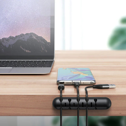 Desktop Silicone Cable Organizer – Multi-Port Charging Cord Holder