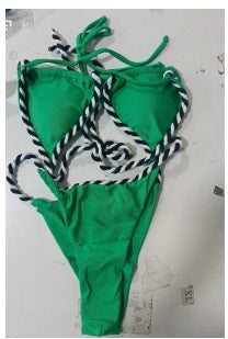 Split Triangle Bikini Female Halter Lace-up Beach Swimsuit