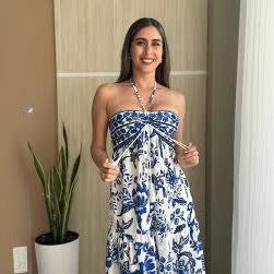 Split Sexy Printed Lace-up Tube Top Dress