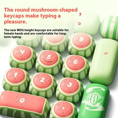Watermelon Theme Five-sided Sublimation MOG Height PBT Small Steamed Bun Key Cap Mushroom Type