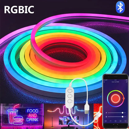 RGBIC Neon LED Strip Lights with Music Sync