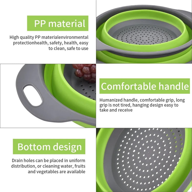 2PCS Silicone Folding Drainer Basket