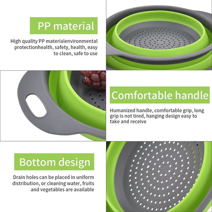 2PCS Silicone Folding Drainer Basket