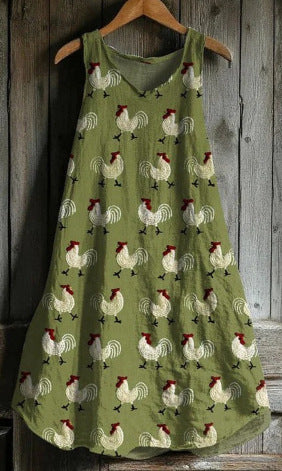 Women's Sleeveless Round Neck 3D Printed Dress