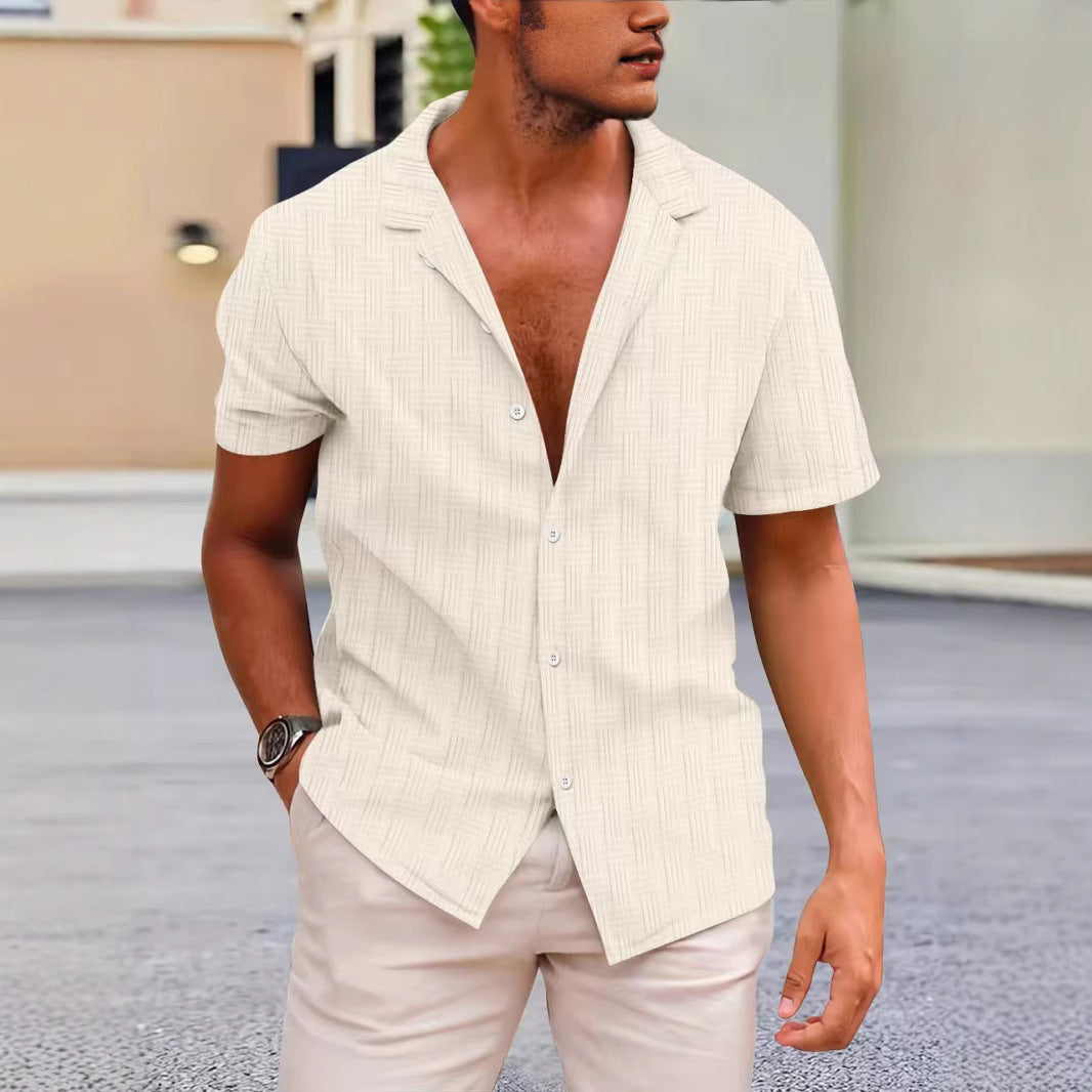 Summer Lapels Solid Color Shirt Button