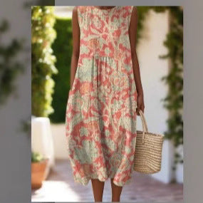 Women's Sleeveless Casual Printed Temperament Dress