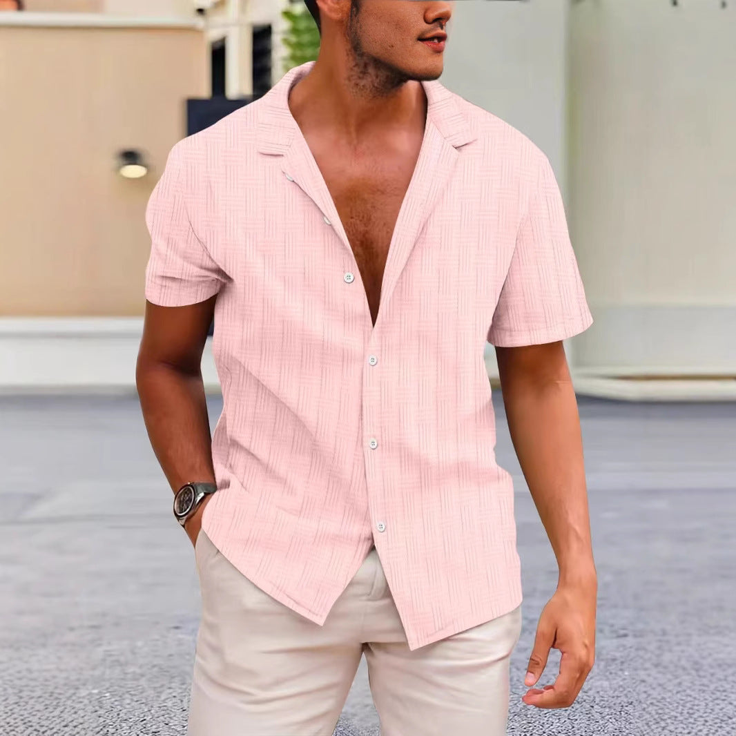 Summer Lapels Solid Color Shirt Button