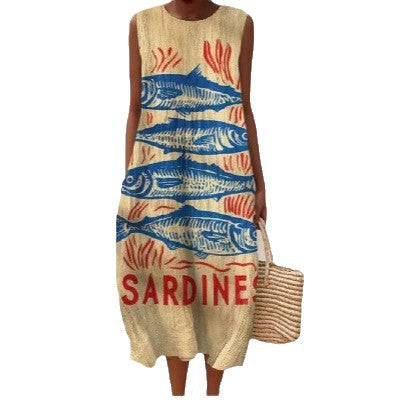 Women's Sleeveless Casual Printed Temperament Dress