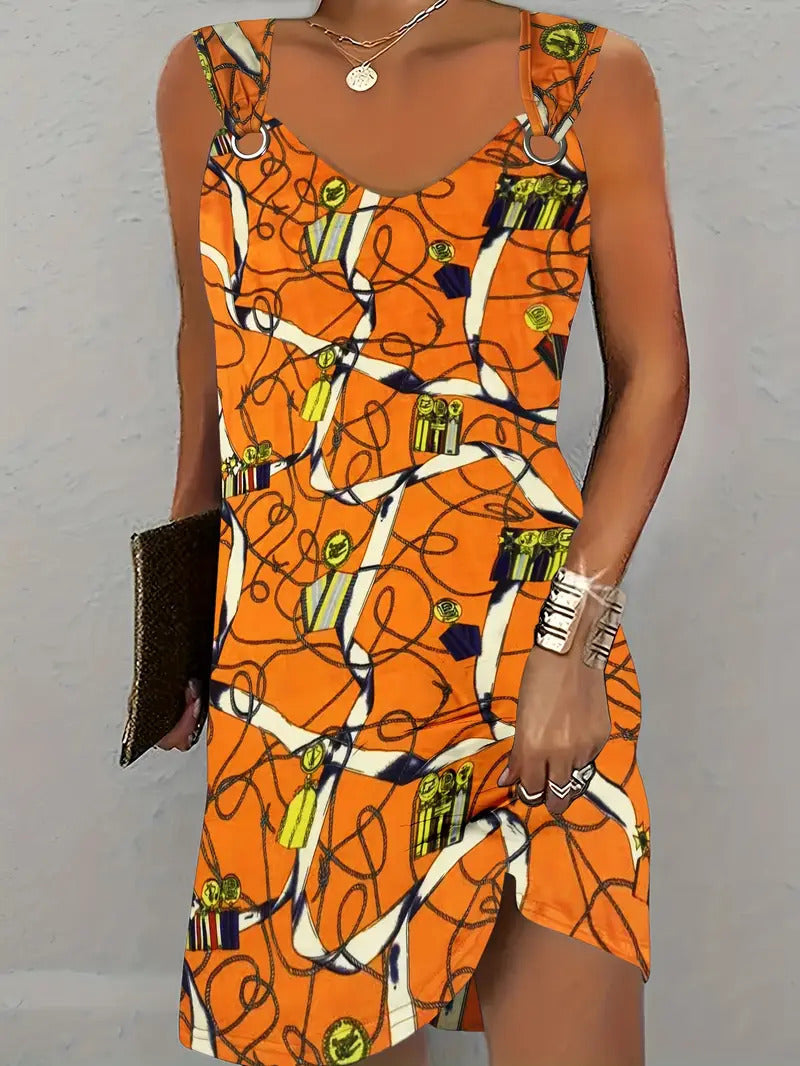 Casual All-match Steam Buckle Dress Women