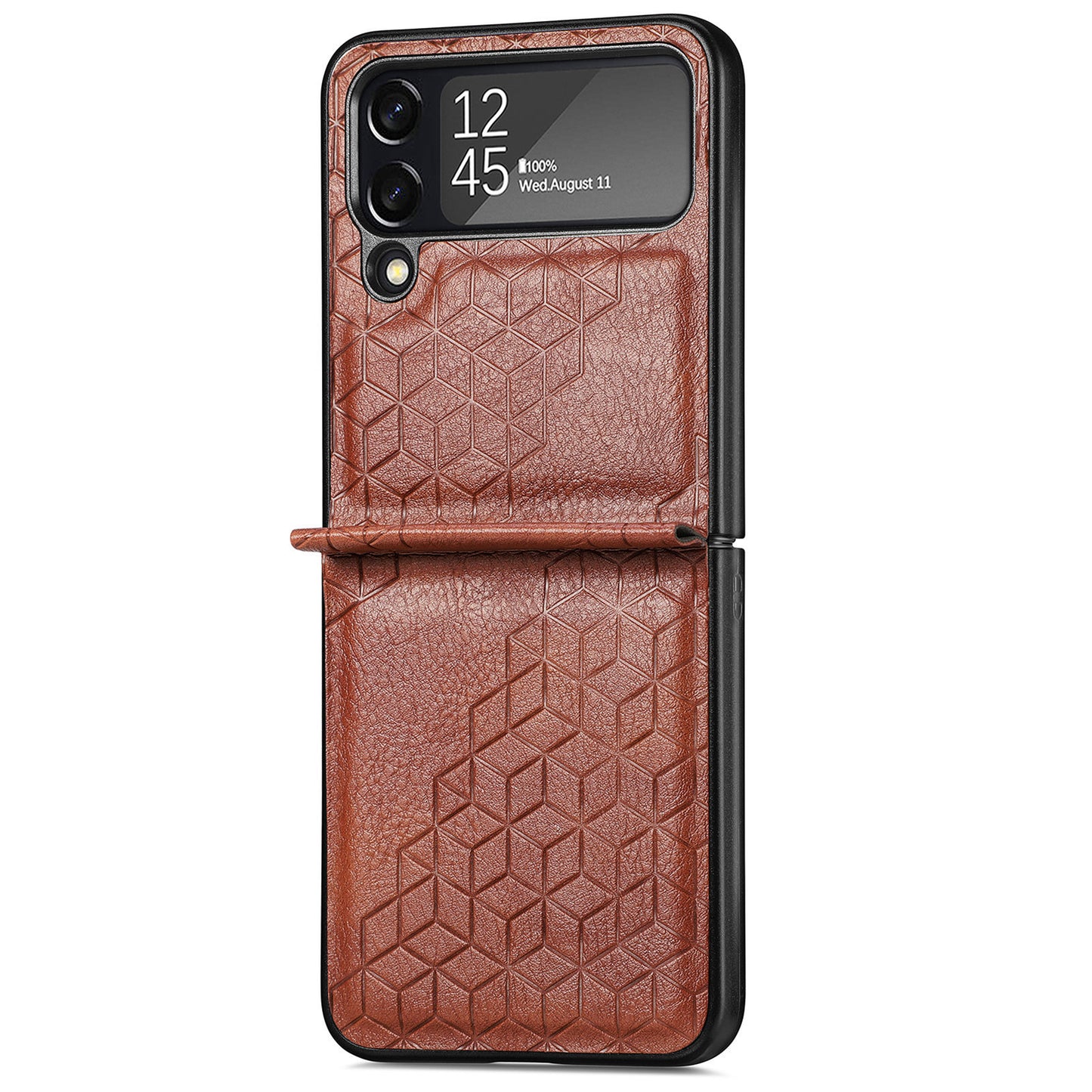 Solid Color Rhombus Leather Pattern Phone Case