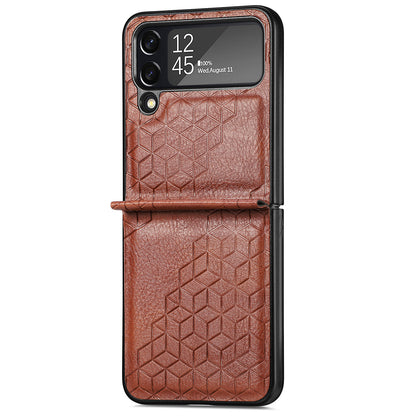 Solid Color Rhombus Leather Pattern Phone Case