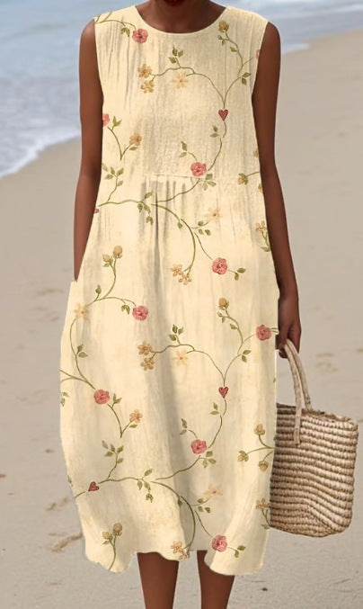 Summer New Sleeveless Printed Temperament Long Dress Dress Casual