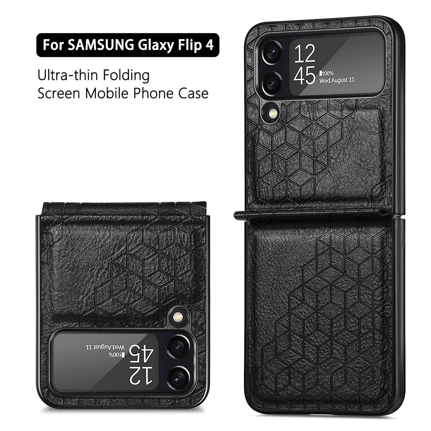 Solid Color Rhombus Leather Pattern Phone Case