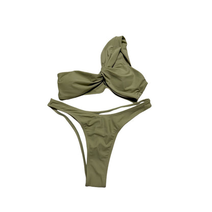 New Bikini Shoulder Pure Color Swimsuit Sexy