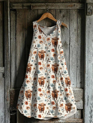 Women's Sleeveless Round Neck 3D Printed Dress