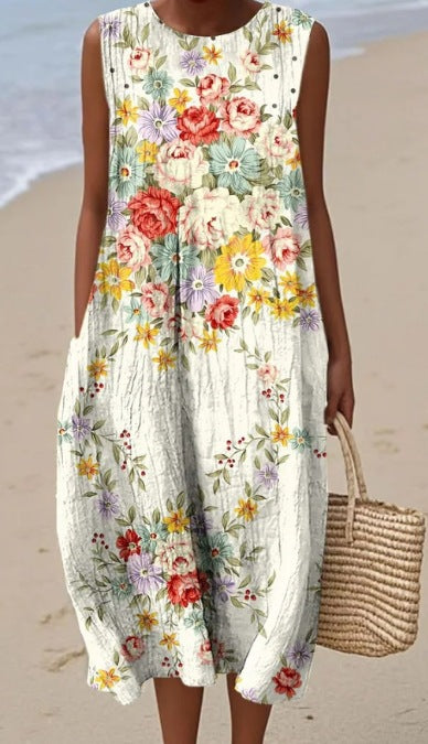 Summer New Sleeveless Printed Temperament Long Dress Dress Casual