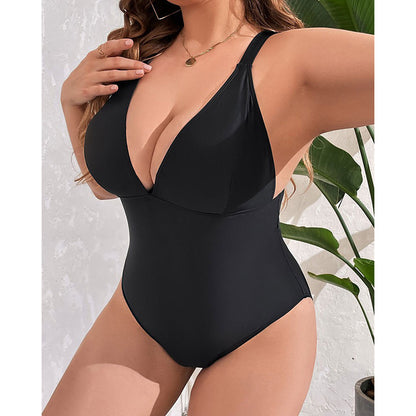 Siamese Plus Size Swimsuit Slimming V-neckline Tight