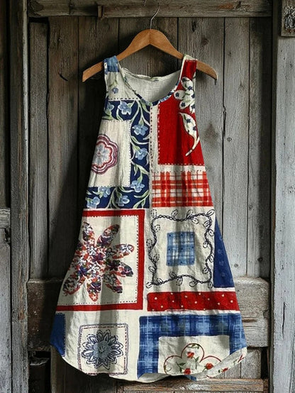 Women's Sleeveless Round Neck 3D Printed Dress