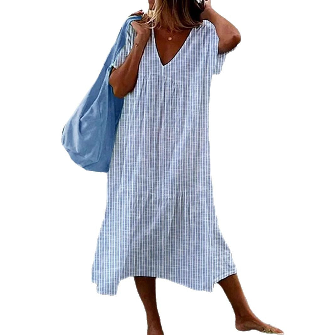 Women's Summer V-neck Short Sleeve Dress