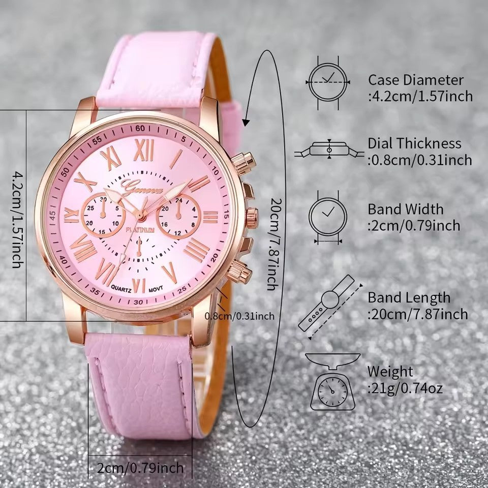 Women's Simple Belt Watch Love Jewelry Gift Suit