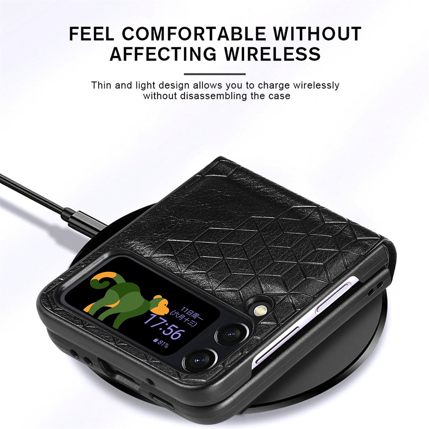 Solid Color Rhombus Leather Pattern Phone Case