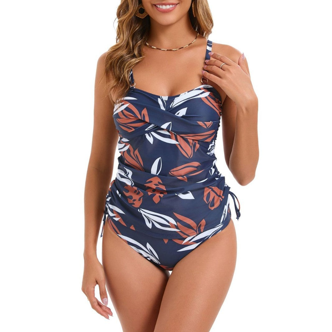 Women's Swimsuit Two-piece Skirt Swimwear Printed