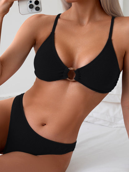 European And American Ladies Fashion Full Body Printed Sexy Halter Lace-up Briefs Bikini Split Swimsuit