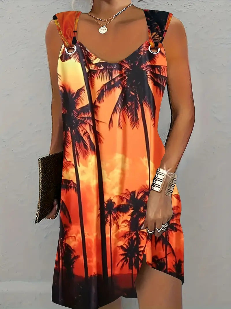 Casual All-match Steam Buckle Dress Women