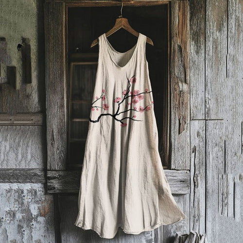 Women's Sleeveless Round Neck 3D Printed Dress