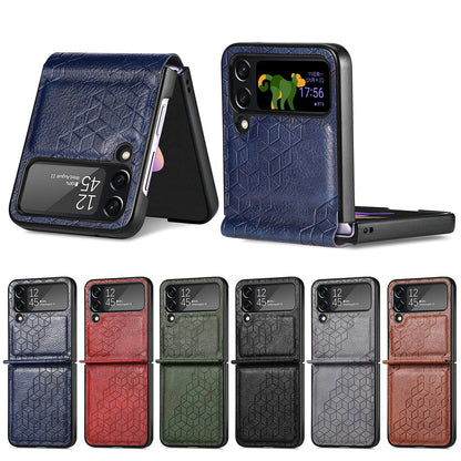 Solid Color Rhombus Leather Pattern Phone Case