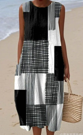 Summer New Sleeveless Printed Temperament Long Dress Dress Casual