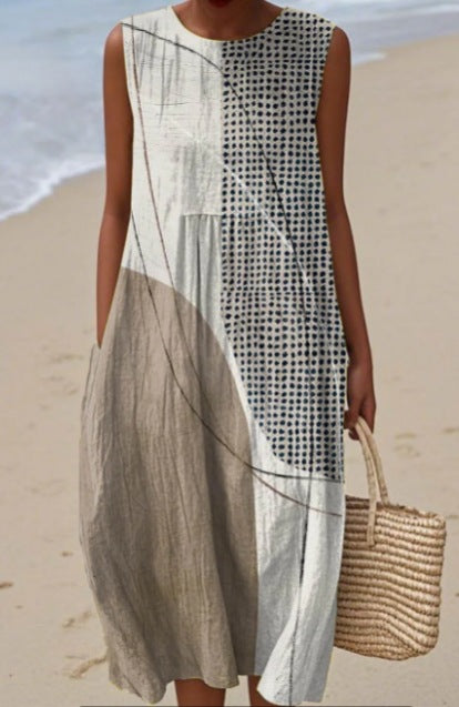 Women's Sleeveless Casual Printed Temperament Dress