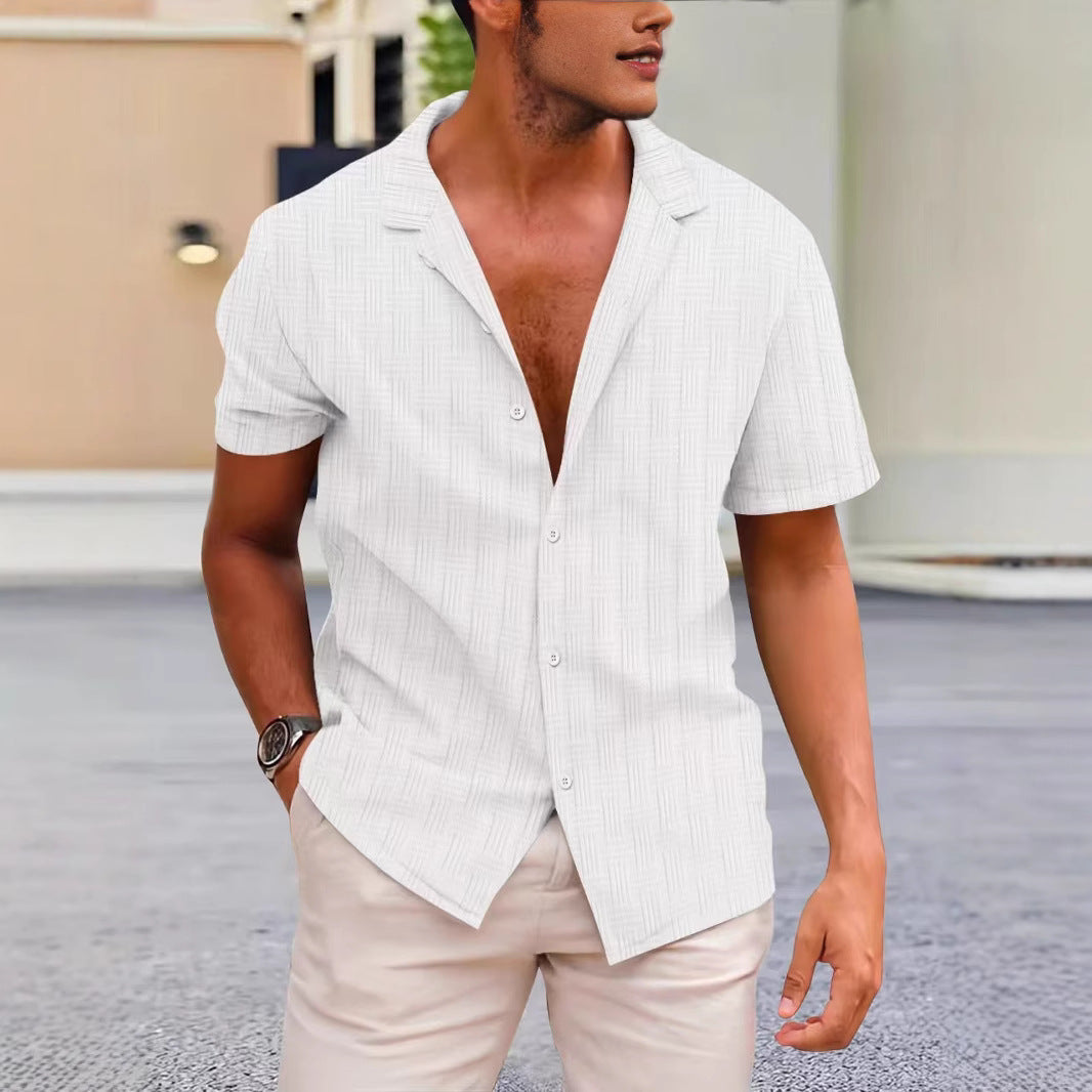 Summer Lapels Solid Color Shirt Button
