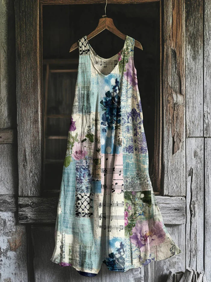 Women's Sleeveless Round Neck 3D Printed Dress