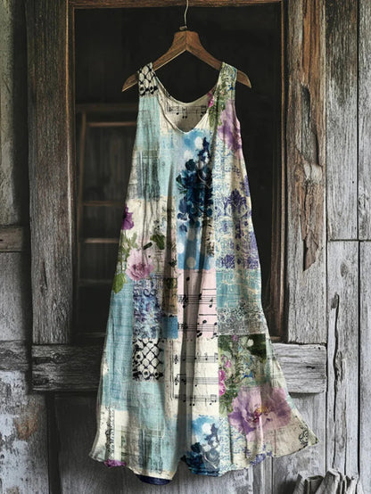 Women's Sleeveless Round Neck 3D Printed Dress