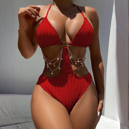 New Lace-up Sexy Cutout Bikini One-piece Swimsuit