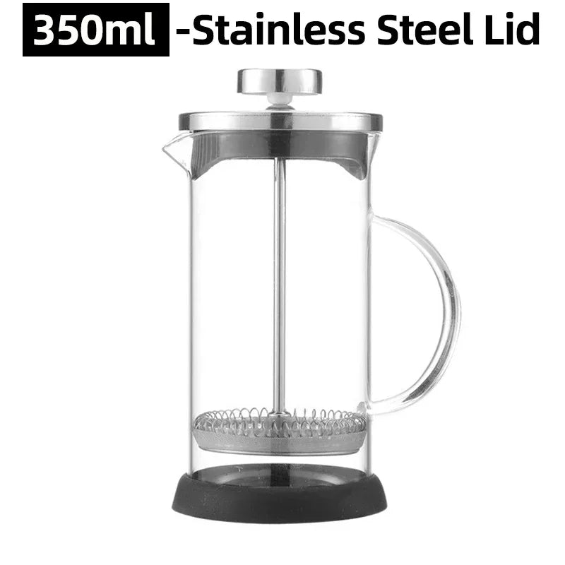 350-1000ml French Press - Stainless Steel and Glass Coffee Maker