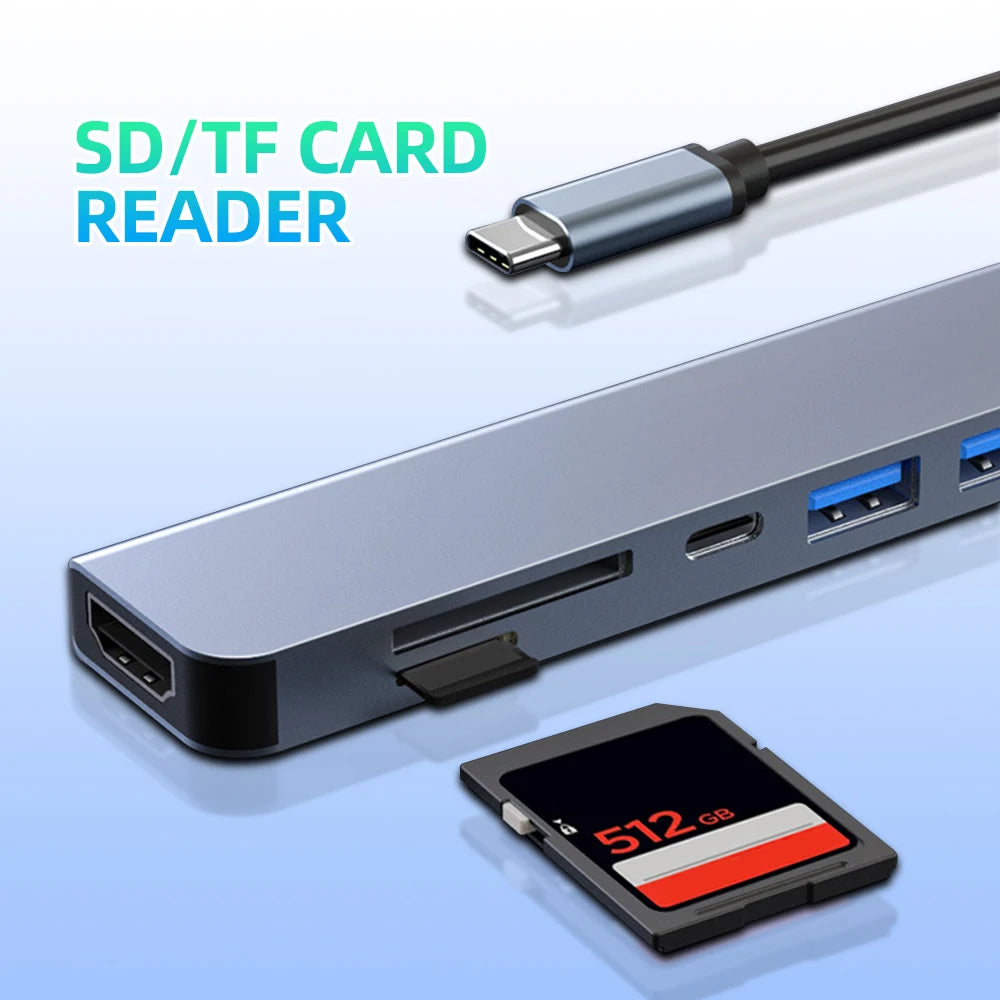 Kebidumei Multiport USB C Hub to 4K HDMI-compatible outputs