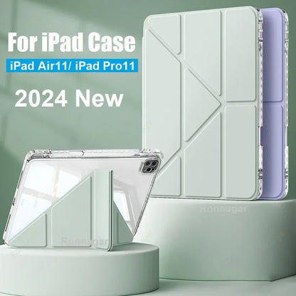 Y-Fold Case For 2025 A16 11th iPad Air 11 M3 M2 2024 iPad 10th Gen 10.2 7 8th 9th Pro11 M4 Air4 5 10.9 Air13 M2 M3 Pencil Holder