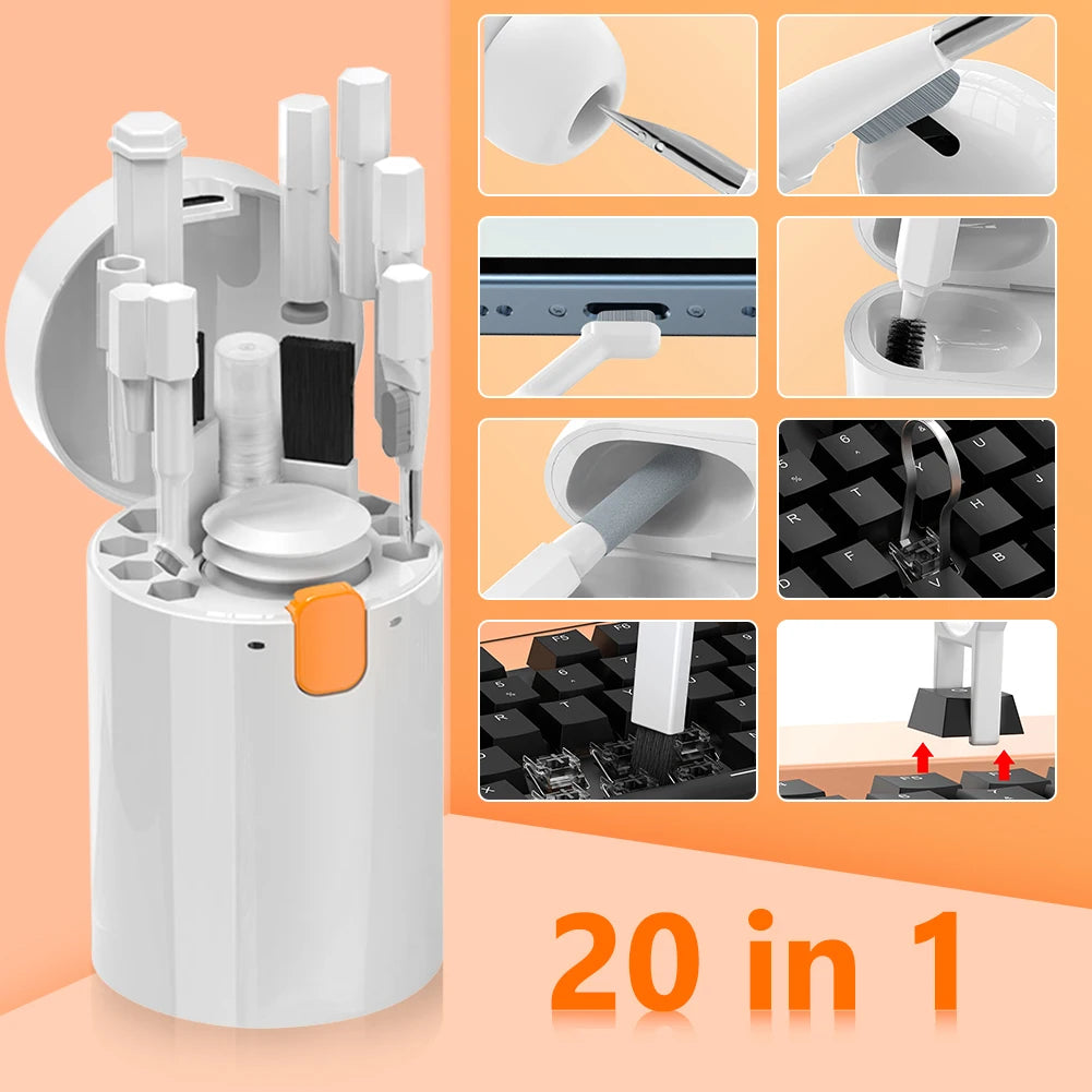 20 IN 1 Cleaning Kit Keyboard Cleaner Brush Bluetooth Earphones Cleaning Pen for Airpods iPhone Cleaning Tools Keycap Puller Kit