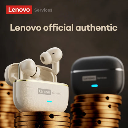 Lenovo LE208 Wireless Bluetooth 6.0 Leather Headphones HiFi Lossless Sound Noise Reduction Earphone Low Latency Gaming Earbuds