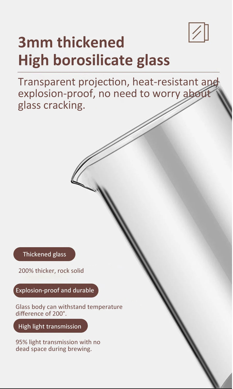 350-1000ml French Press - Stainless Steel and Glass Coffee Maker
