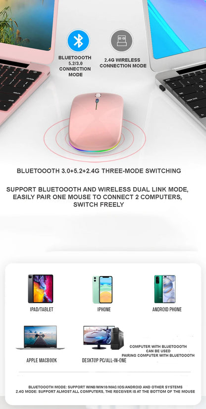 Wireless Mouse Bluetooth compatible 2.4GHz